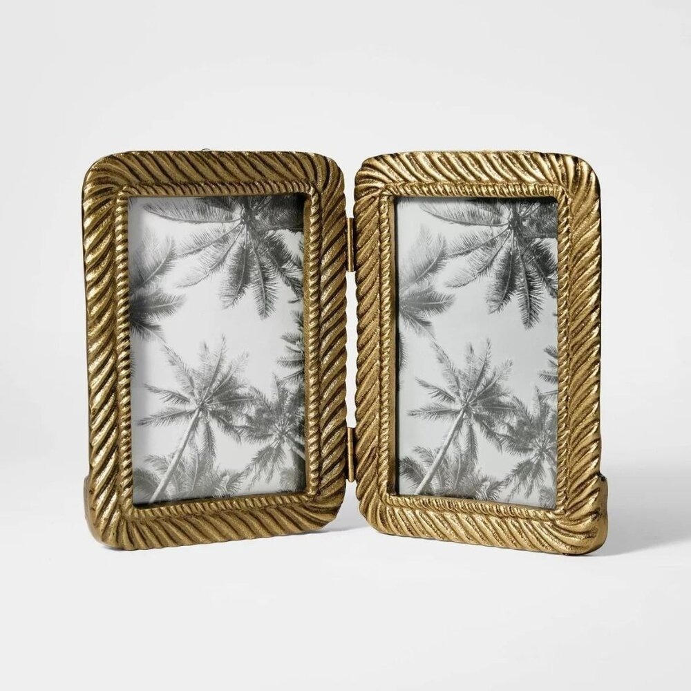 4x6 Metal Rope Folding Picture Frame Brass - Threshold Studio McGee, Target